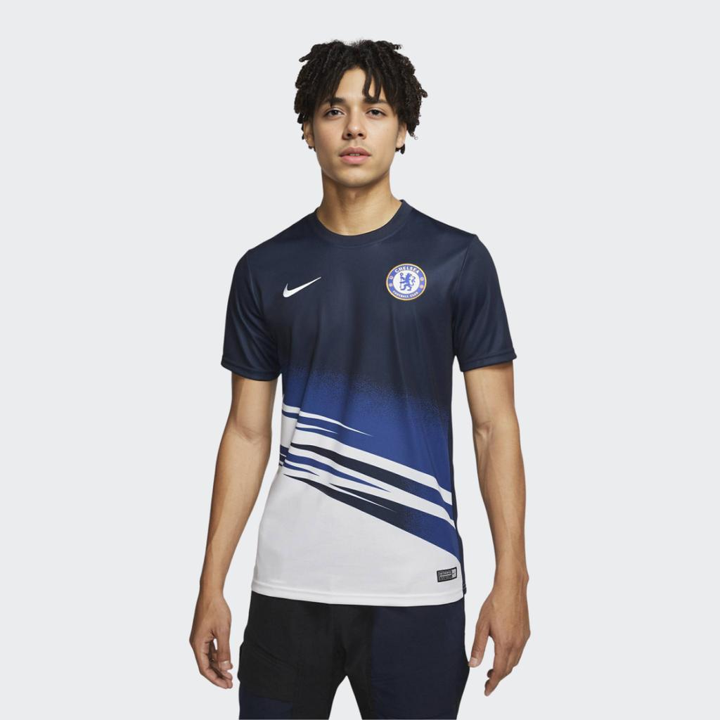 Nike Chelsea FC Quick-Dry Round Neck Short Sleeve Training Tee Men Tops White Blue AO7533-101