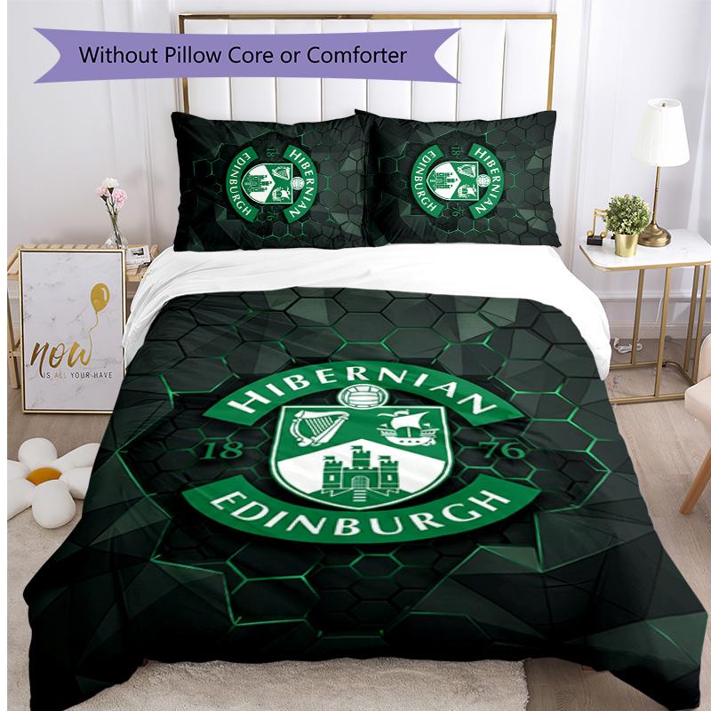 Hibernian FC Set Lenzuola Stampato 3 Pezzi Copripiumino Traspirante con Federe Biancheria da Letto Decorativa per Camera da Letto Casa