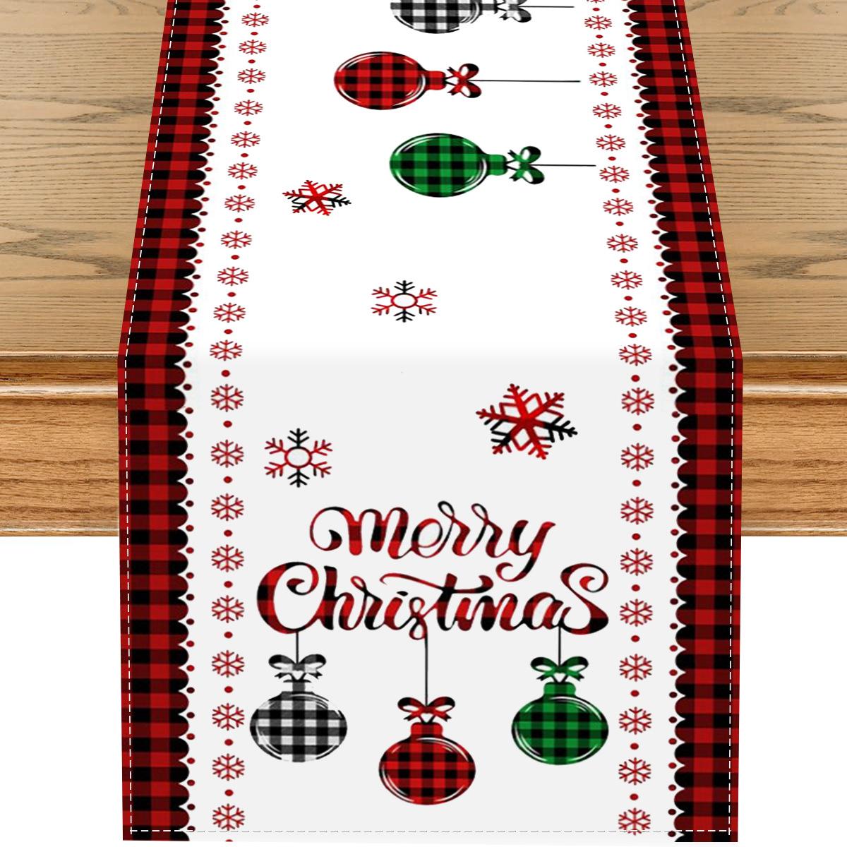 

Hot-selling linen table flag Christmas snowman home dining room living room dining table interior holiday decoration tablecloth 33*183cm
