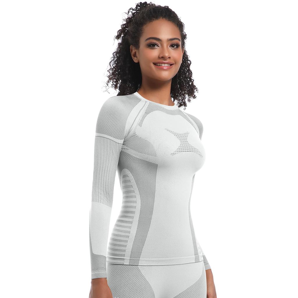 New Seamless Knitted Long Fitting High Elasticity Ski Suit Long Sleeved Sports Running Fitness Yoga Suit Top