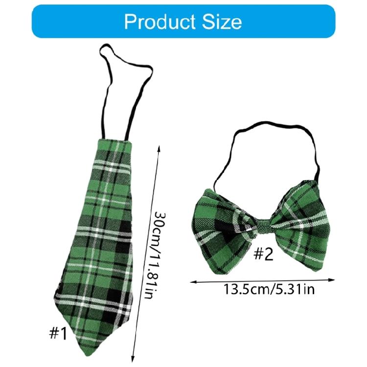 Festival Patrick's Day Green Plaids Checkered Neck Tie Pre Tied Bowtie for Irish Holiday Festival Cosplay Party Neckwear