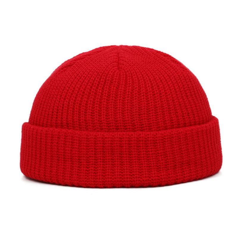1Pc Acrylic Fiber Casual Men's Short Fisherman Beanbie Hat Mini Autumn and Winter Warm Knitted Hats Hip Hop Hat