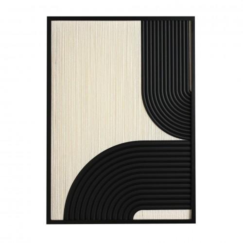 Hestia Thread Wall Art Picture - Abstract Cream & Black 70cm x 70cm x 3cm