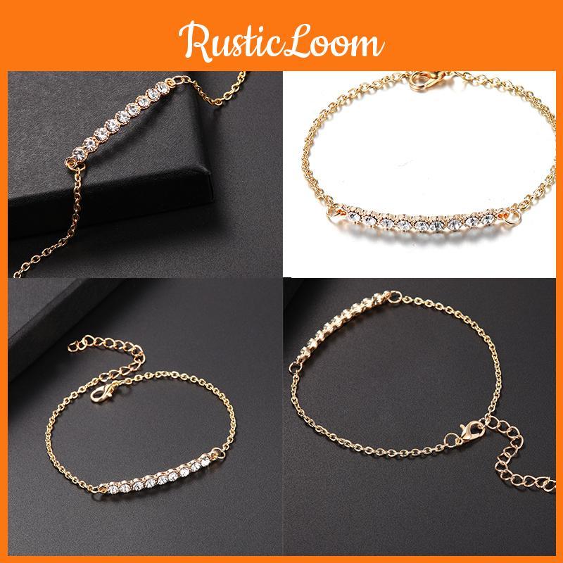 Luxurious Gold Plated Chain Bracelet With Sparkling Rhinestones For Women