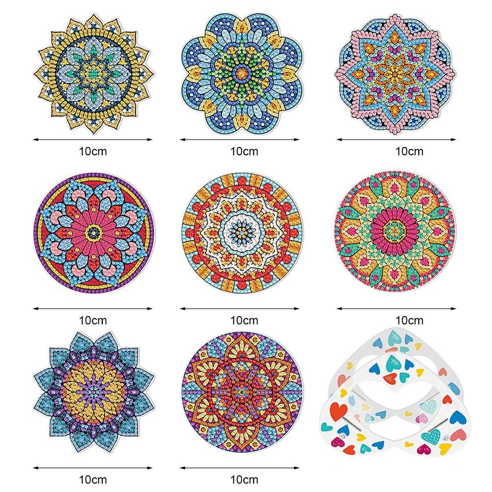 8 Pcs  Coasters Kit with Holder Diamond Art Paint DIY Adult Kids