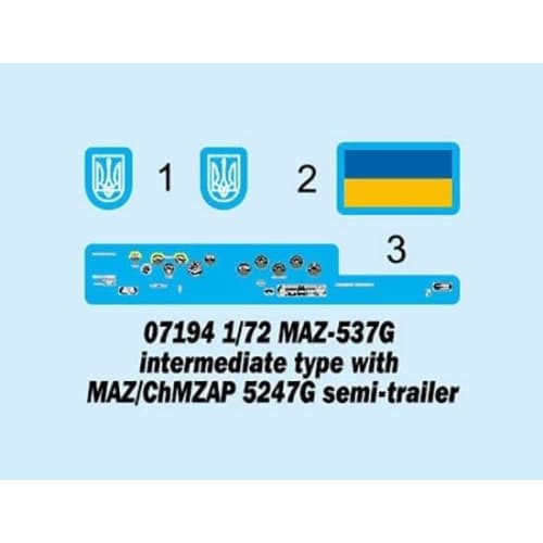 Trumpeter 1/72 MAZ-537G Tractor & ChMZAP 5247G Semi-Trailer Plastic Model Kit 07194