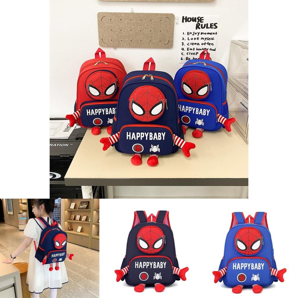 Spider Man 3d Pattern Kids Backpack With Breathable Nylon For Kindergarten And Elementary Use