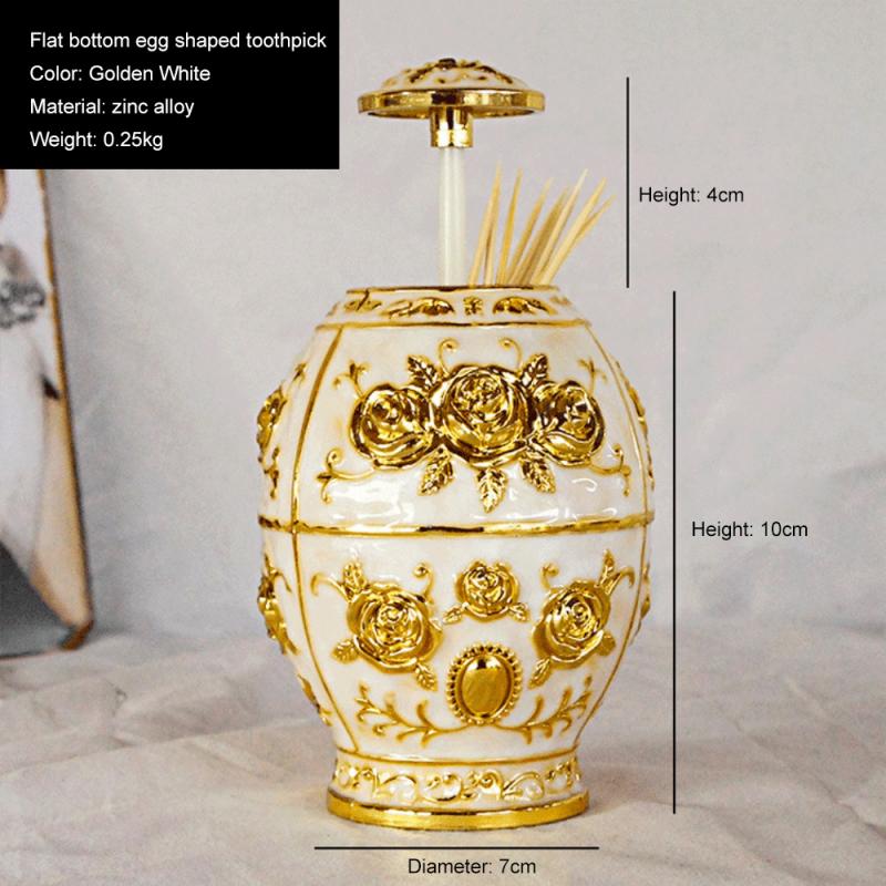 Automatic Up Toothpick Holder Metal Vintage Color Electroplating Egg Shaped Creative Guest Tea Room Restaurant Supplies