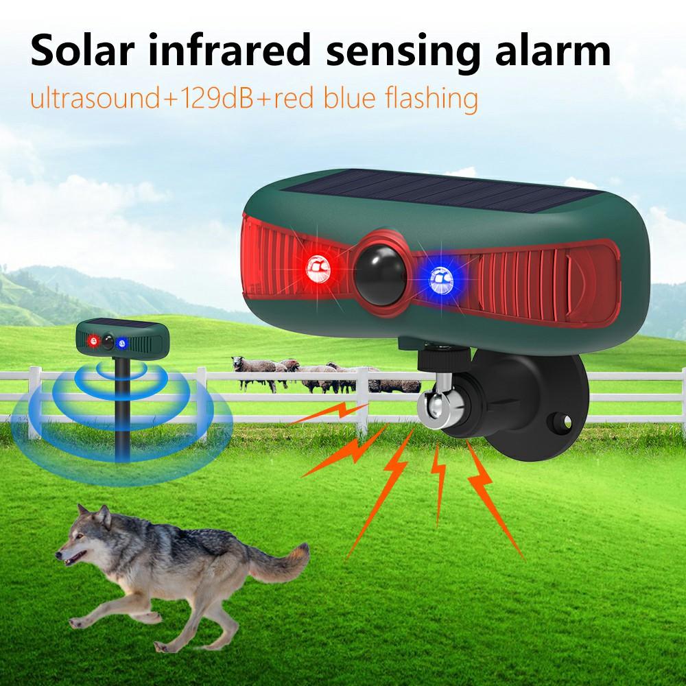 

N911Y Solar Powered Alarm Infrared Motion Sensor Sound Light Warning High Frequency Ultrasonic Animal Voice Repellent Type A