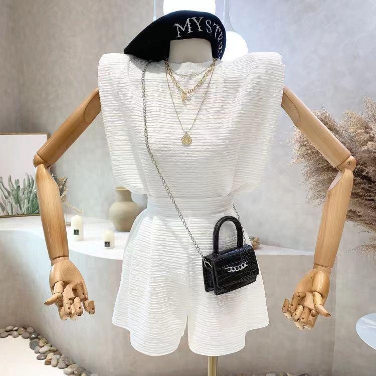 

Korean Style Sleeveless Tank Top & High-Waisted Wide-Leg Shorts Two-Piece Women s Summer Set XL (130-145 jin)