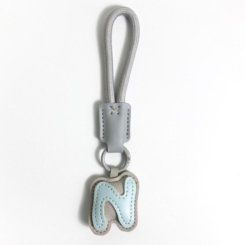 High-End Leather Alphabet Keychain Bag Pendant