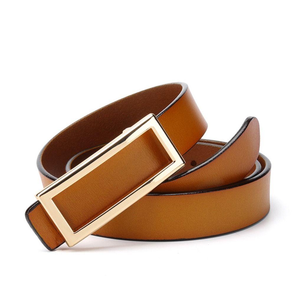 Rectangle Buckle Genuine Leather Belts Elegant Waist Belt Waistband Dress Belt  Female