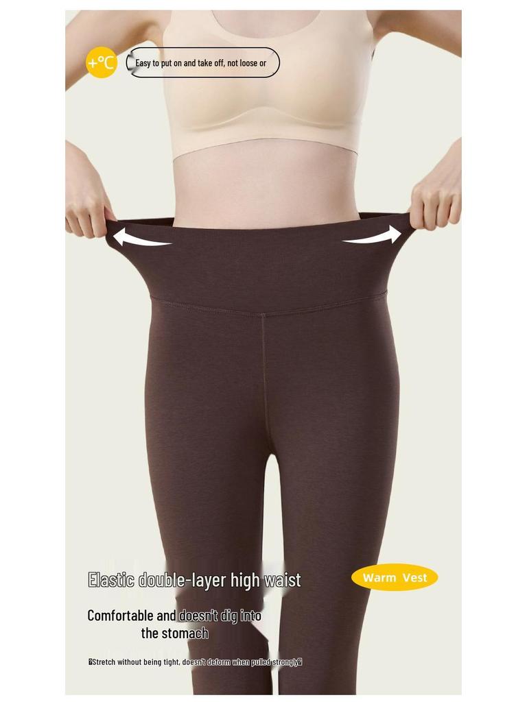 Lyocell Fleece Thermal Yoga Pants - Seamless, High Waist, Tummy Control, Hip-Lifting Leggings for Fitness.