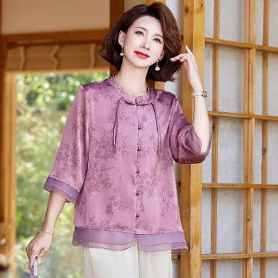

Chinese-Style Summer Tops for Middle-Aged and Elderly Women 4XL (67.5-75 kg)