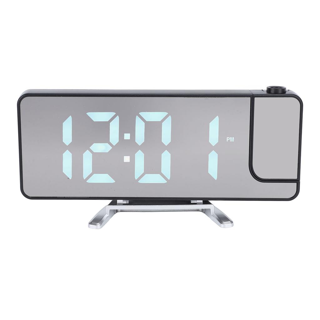 Projection Alarm Clock Auto Dim White Light Snooze Function Wake Up Night Mode 12/24 LED Mirror Digital Desk Clock