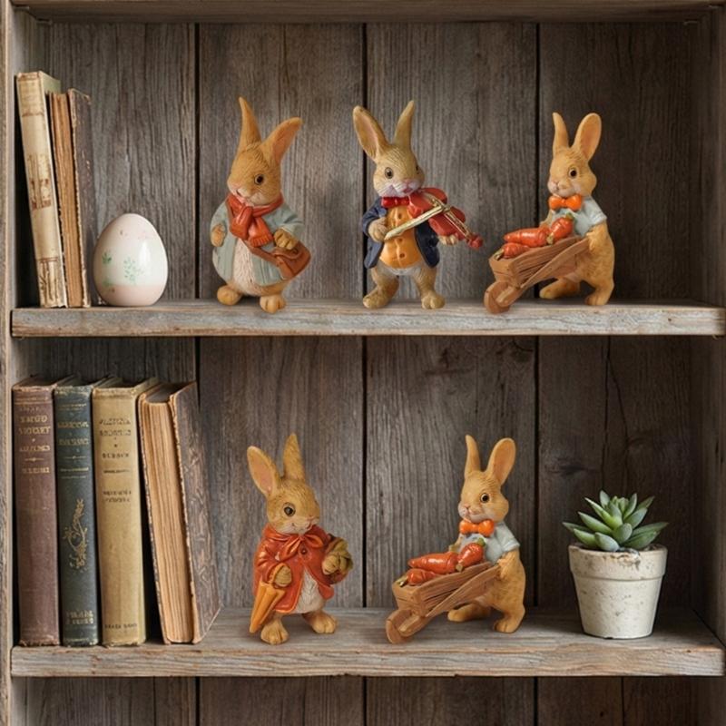 Miniature Rabbit Figurines Easters Bunnies Rabbit Miniature Fairys Garden Decors Cake Toppers Decors Landscape Ornament