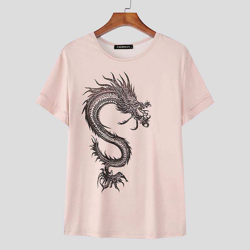 

INCERUN Summer Men Short Sleeve Print Casual T-shirts Tee Tops S