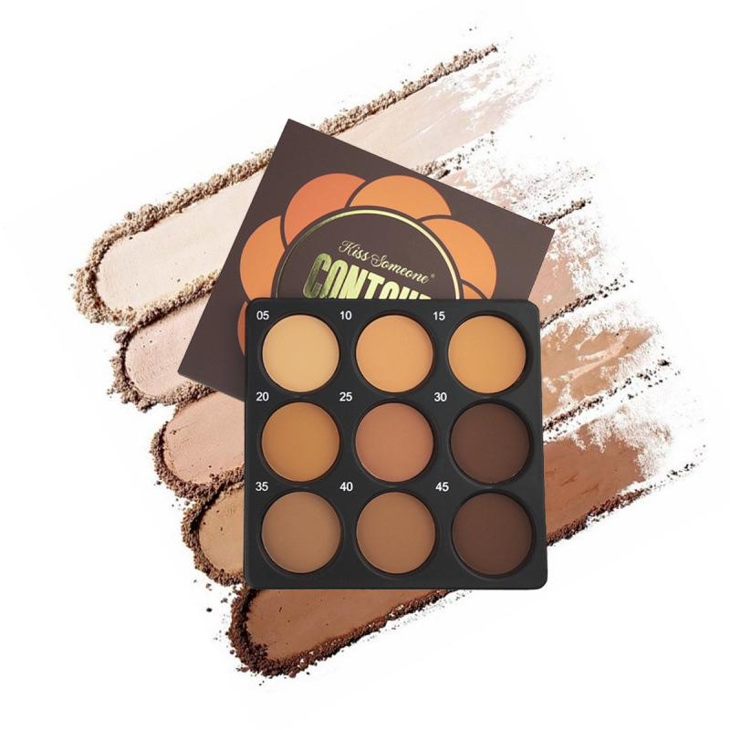 

9-Color Deep Powder Contour & Concealer Palette - Matte, Waterproof, Long-lasting, Natural Finish.