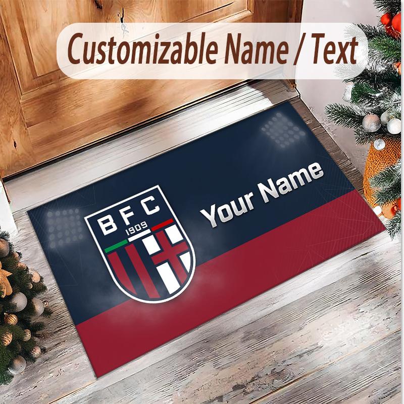 Personalized Crystal Velvet Carpet Bologna FC Pattern Non Slip Floor Rug