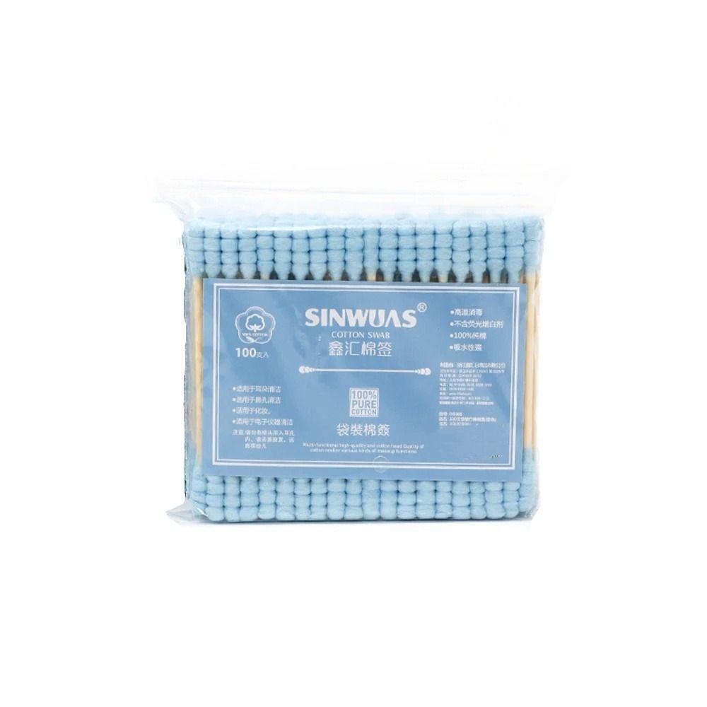 100 Pcs/Pack New Pink Disposable Cotton Swab Double Head Ear Clean Clean Wooden Sticks Cotton Swab Sticks Home