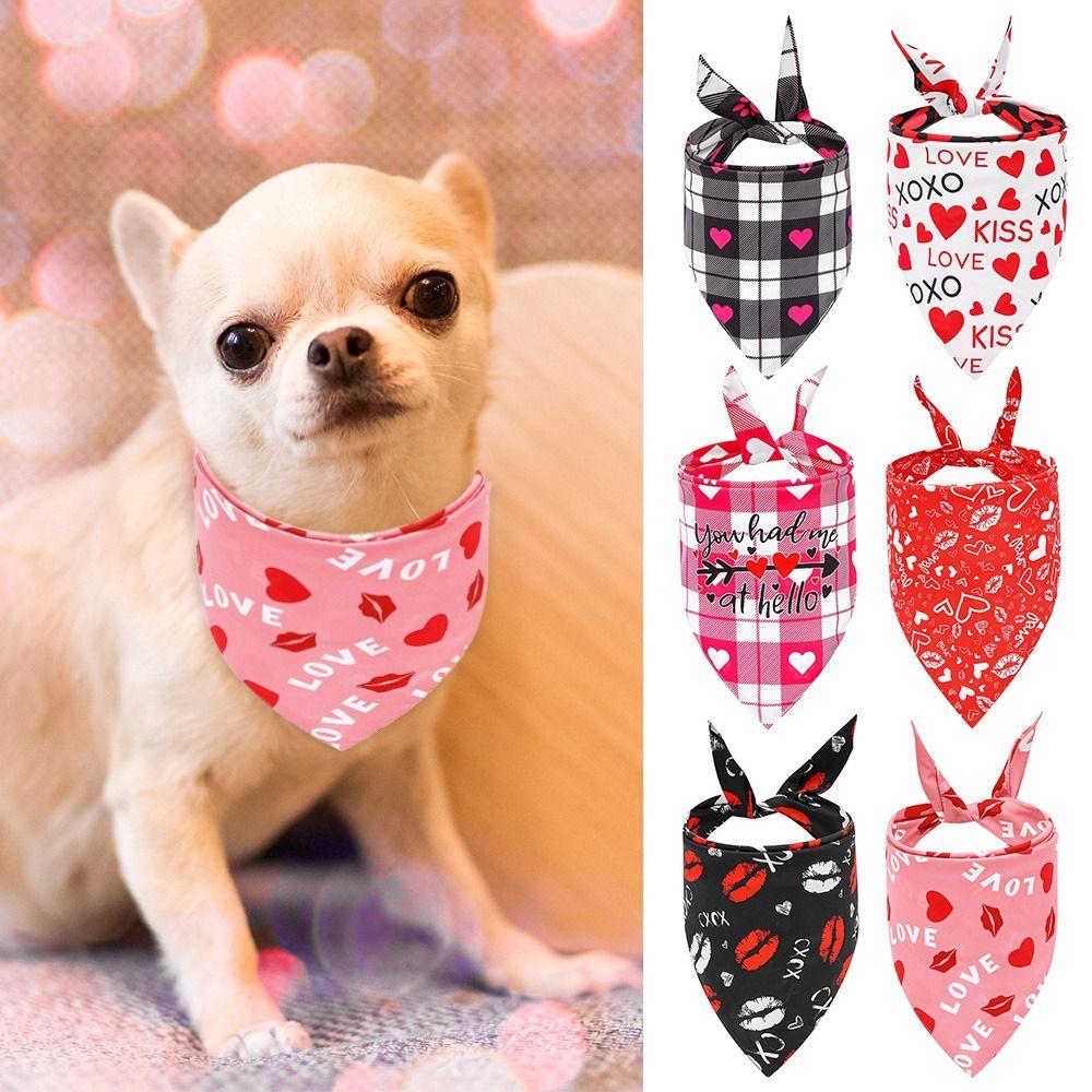 

Cute Two-sided Washable Valentine s Day Pet Bibs Cat Scarf Neckerchief Dog Bandana