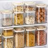 Airtight Food Container Clear Sealed Storage Box with Lid Stackable Grain Canister for Nuts Beans Spices Kitchen Cabinet Pantry Organization