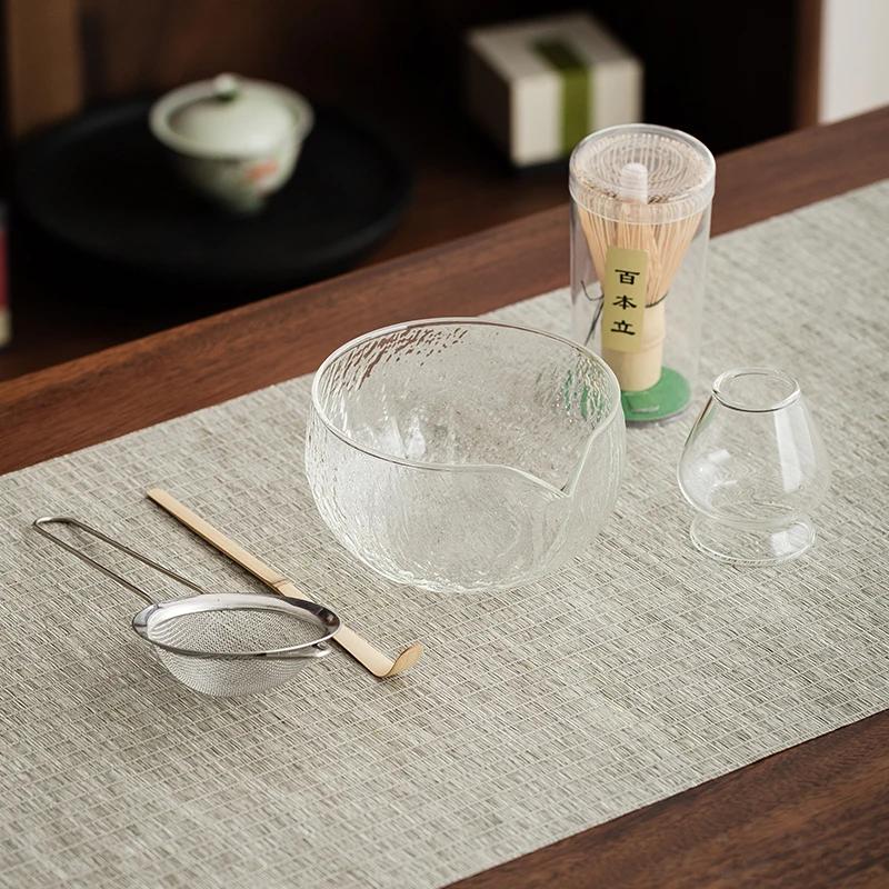 

5Pcs Matcha Whisk Set Clear Glass Matchas Tea Set Matcha-Making Kit with Matcha Bowl Matcha Cup Matcha-Whisk for Tea Lovers Five-piece Set