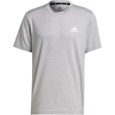 Einfarbiges Sport-T-Shirt mit Rundhalsausschnitt und kurzen Ärmeln für Herren, Grau, GM2076