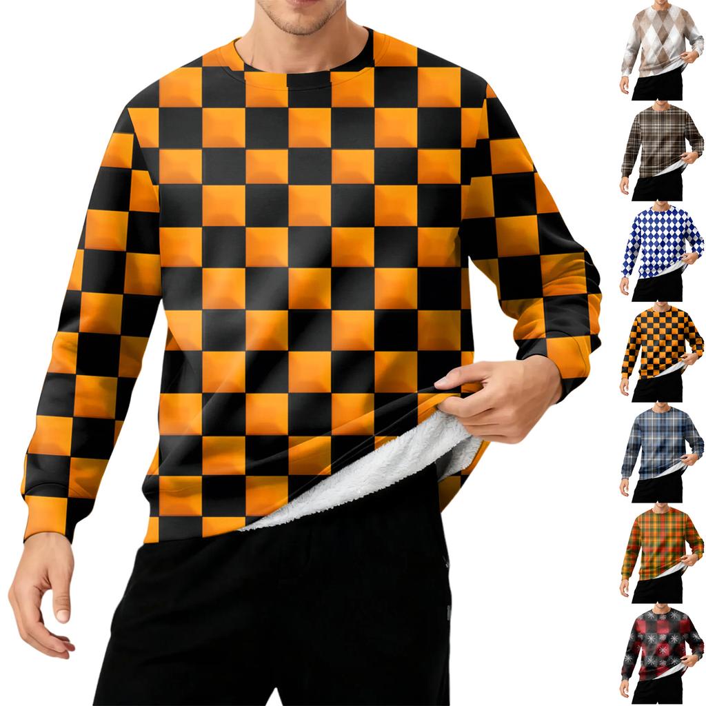 Men's Round Neck Fleece-Lined Thick Warm Sweatshirt