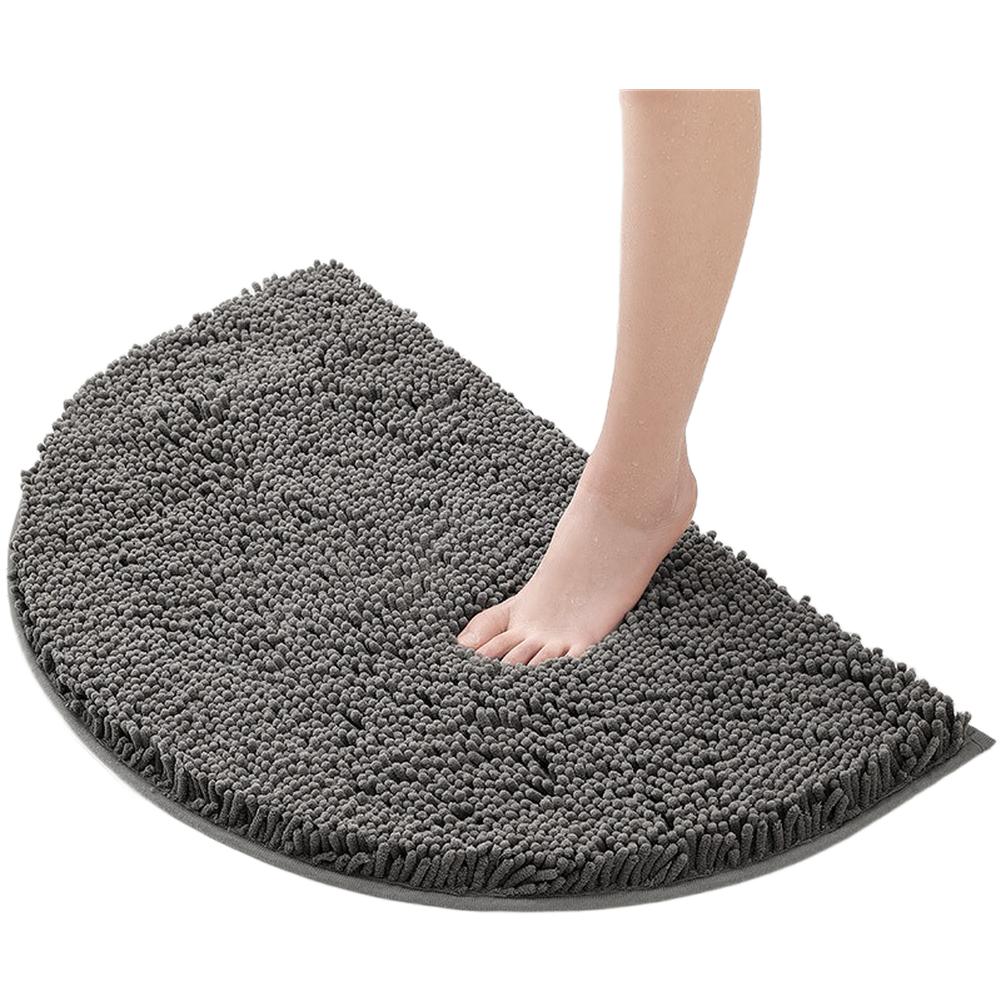 Shower Door Mat Chenille Bath Rug Bathroom Entryway Dark Gray Plush Absorbent Shower Rug Super Absorbent Chenille