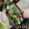 Bracelet Ethnique Rétro Perlé Tissé à la Main Style Népalais Tibétain - Design Unique Inspiré de la Chine pour Femmes