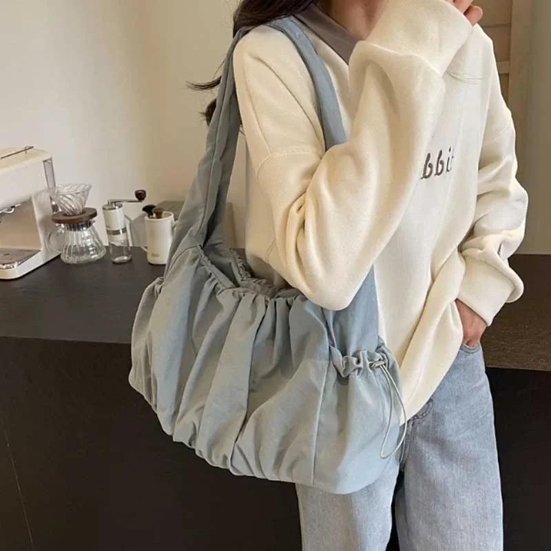 Nylon Cloth Bag Women Tote Bag Large Capacity Summer  New All-Match Ins One-Shoulder College Student Class Bag Lady Handbag