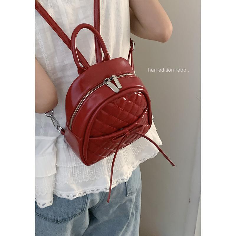 Girly Rhombus Backpack Women's New Fashion Bow Backpack College Style Travel Bag