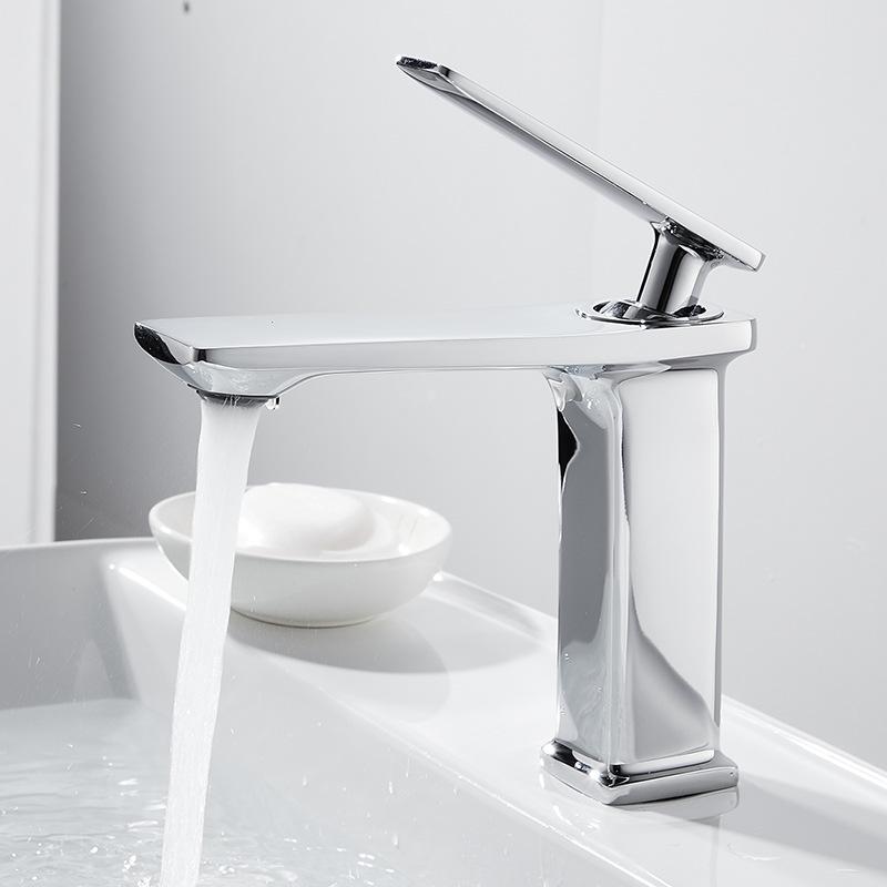 White Brass Basin Faucet Bathroom Sink Faucets Hot Cold Water Mixer Crane Deck Mounted Single Handle Hole Bath Kitchen Taps