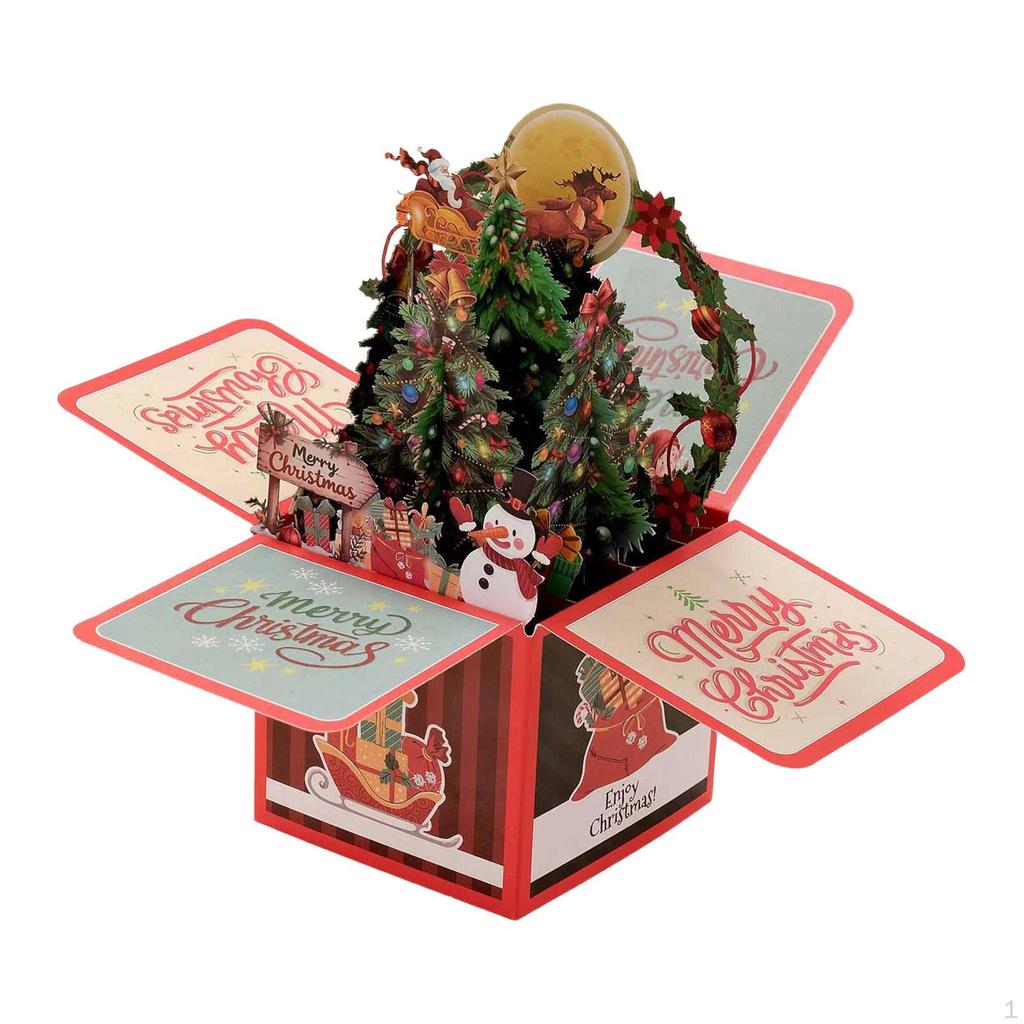 3D Christmas Card with Envelope Popup Greeting Warm Present Giving for Dad Mum Children Festive