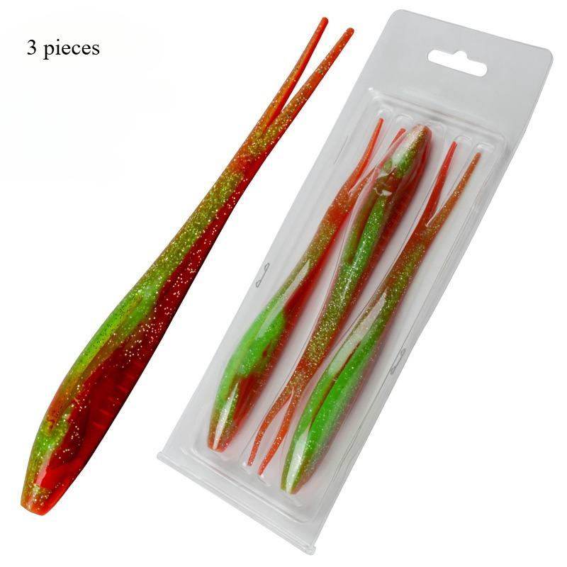 3pcs Premium Forktail Soft Plastic Lure TPR Worms for Offshore Saltwater Fishing Boat Angling Fishing Lure Set Fishing Tackle 17cm красный