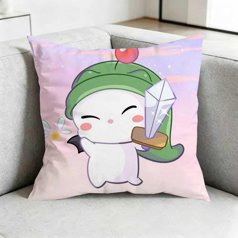 FF Final Fantasy MoogleW Square DoubleSided printed Pillow Case Bedroom Bedside Pillow Sofa Cushion Cover Gift
