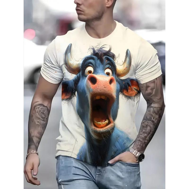 Funny Cartoon Animal Print Men's Fashion Short-sleeved Harajuku Street Fashion Comfortable And Breathable Men's T-shirt
