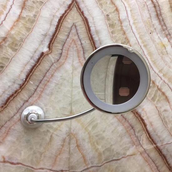 LED Lighted Folding Mirror with Suction Cup 10X 360 Degrees Rotatable Goose Neck Vanity Mirror Portable Cosmetic Mirror with Lamp
