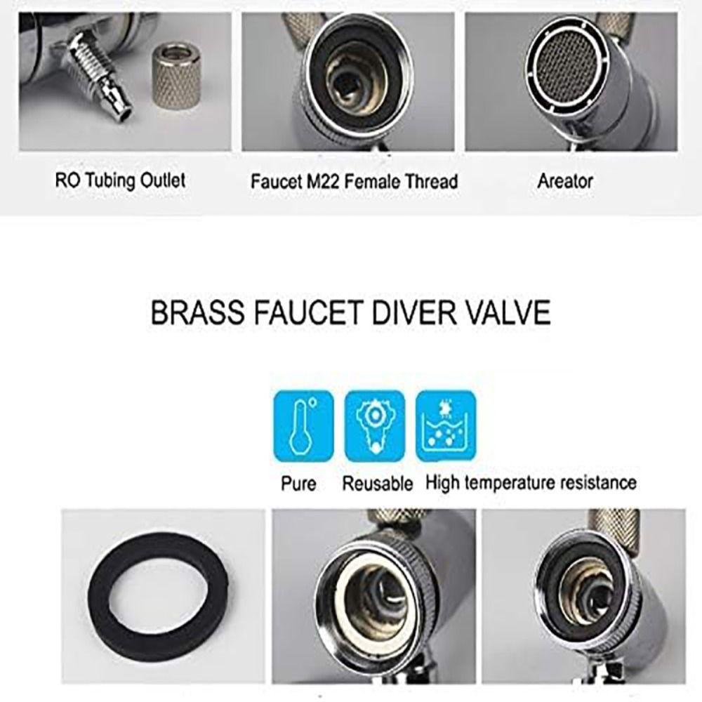 2-vägs splitter Ersättningsadapter Kökskran Vattenfilter med invändig M22(22 mm)