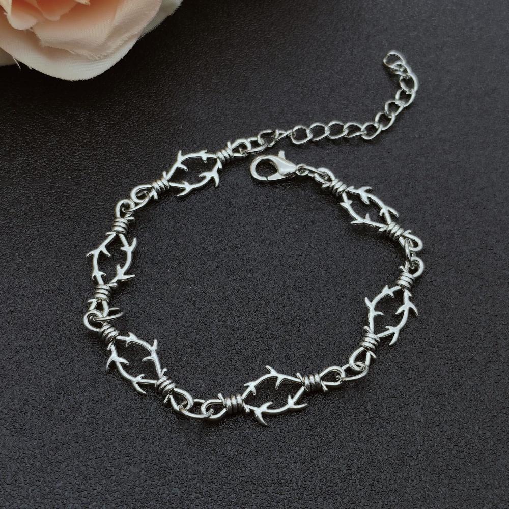 Neues kleines Dornen Eisen Unisex Armband für Damen, Hip Hop Gothic Punk Stil, Stacheldraht Kleiner Dorn Armband Halskette Geschenk