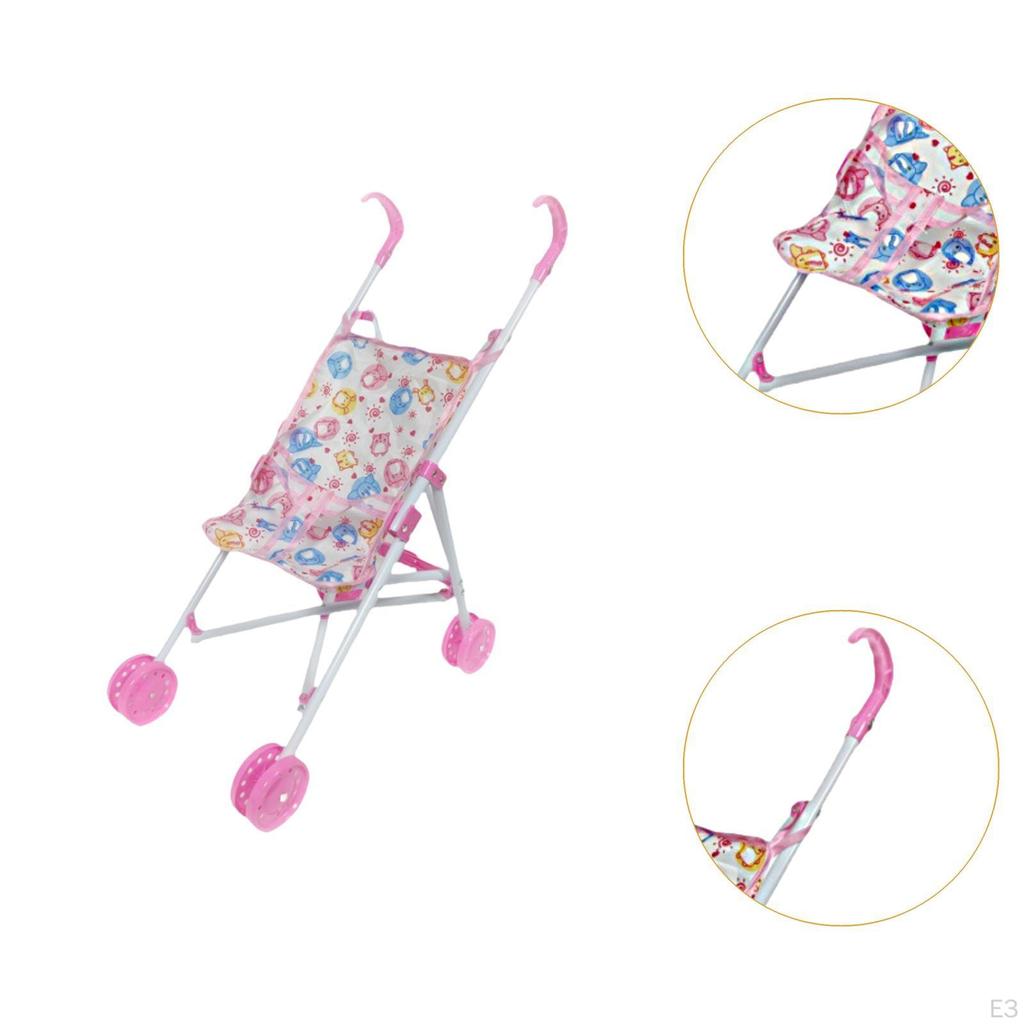 Doll Child Cart Mini Pram Gift Party Favors Realistic Miniature Push Toy for Little Girls Kids