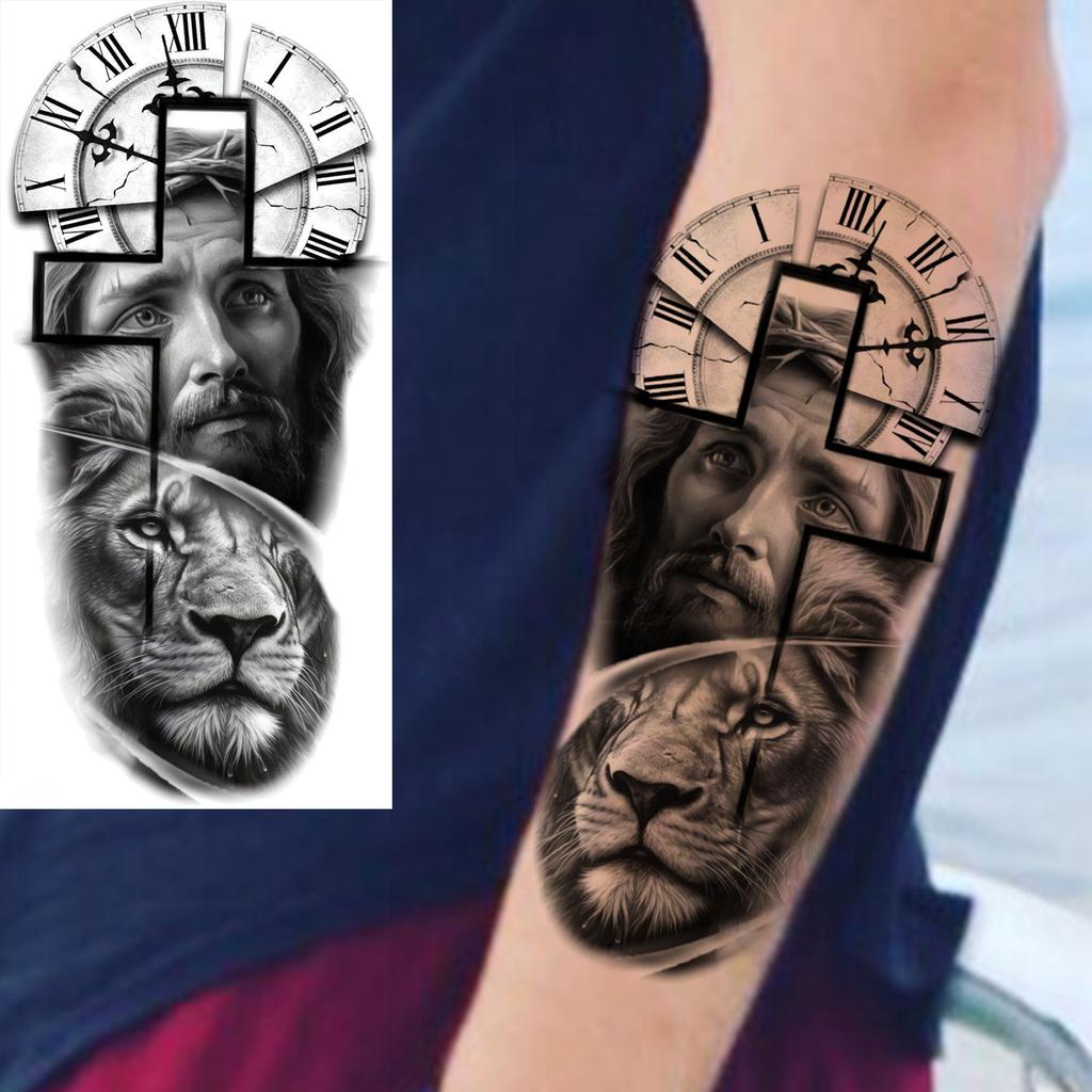 1 lapelis Realistiški Jėzaus Šventosios Motinos Maldos Laikini Tatuiruotės Vyrams Moterims Suaugusiems Ilgai Išliekančios Vandeniui Atsparios Laikinos Netikros Tatuiruotės Lipdukas
