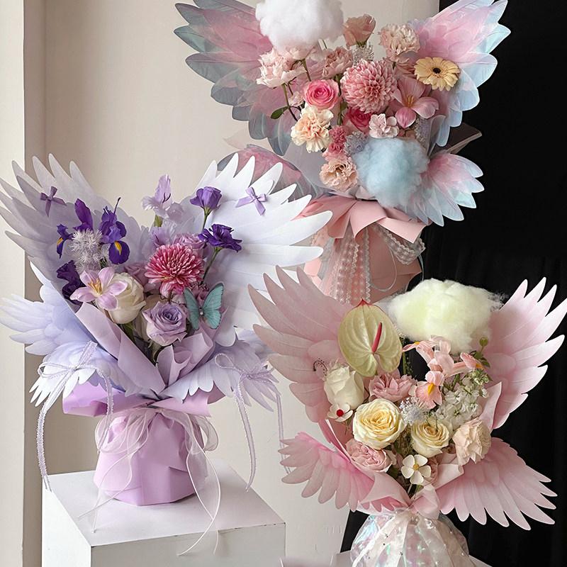 2026 New Mother's Day Bouquet Packaging Paper Angel Wing Shape Flower Bouquet Wrapping DIY Crafts Paper Floral Bouquet Material