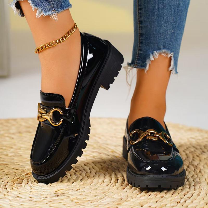 Fashion Women Loafers British Style Small Leather Shoes Fashion Thick Heel Casual Shoes New Slip On Single Shoes for Women Zapatos Mujer