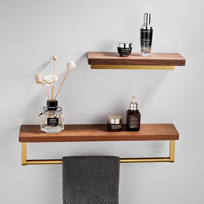 Walnut Wood Bathroom Wall Shelf