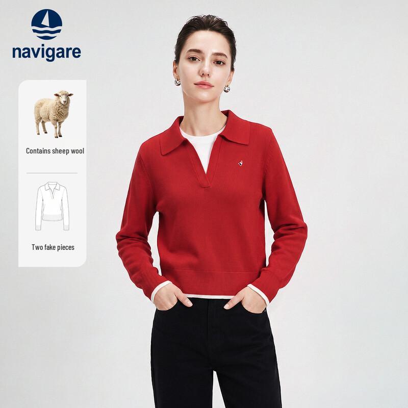 Navigare Women's Faux Two-Piece Knit Polo Sweater
