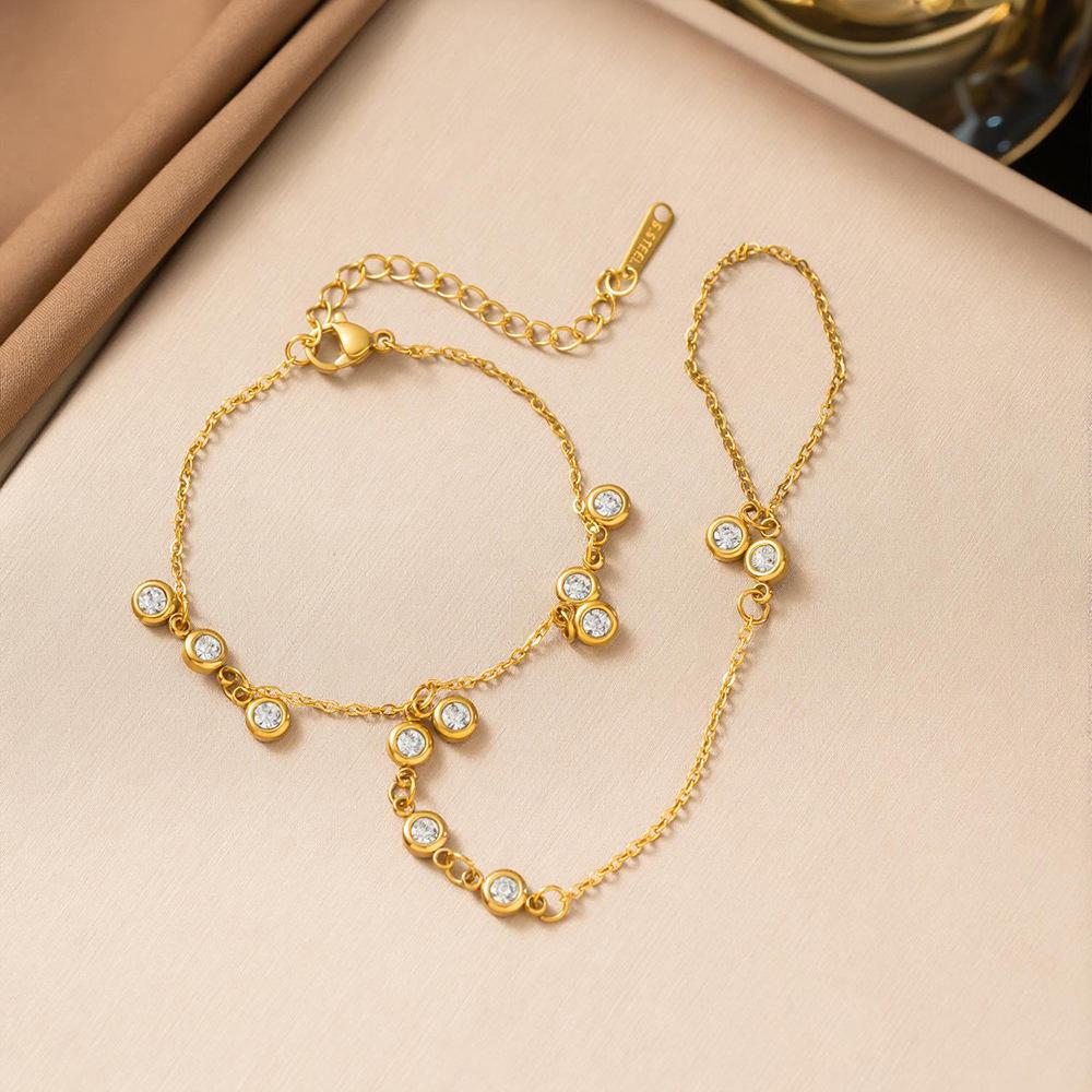Gold-Plated Double Layer Thin Chain Stainless Steel Hand Chain Jewelry