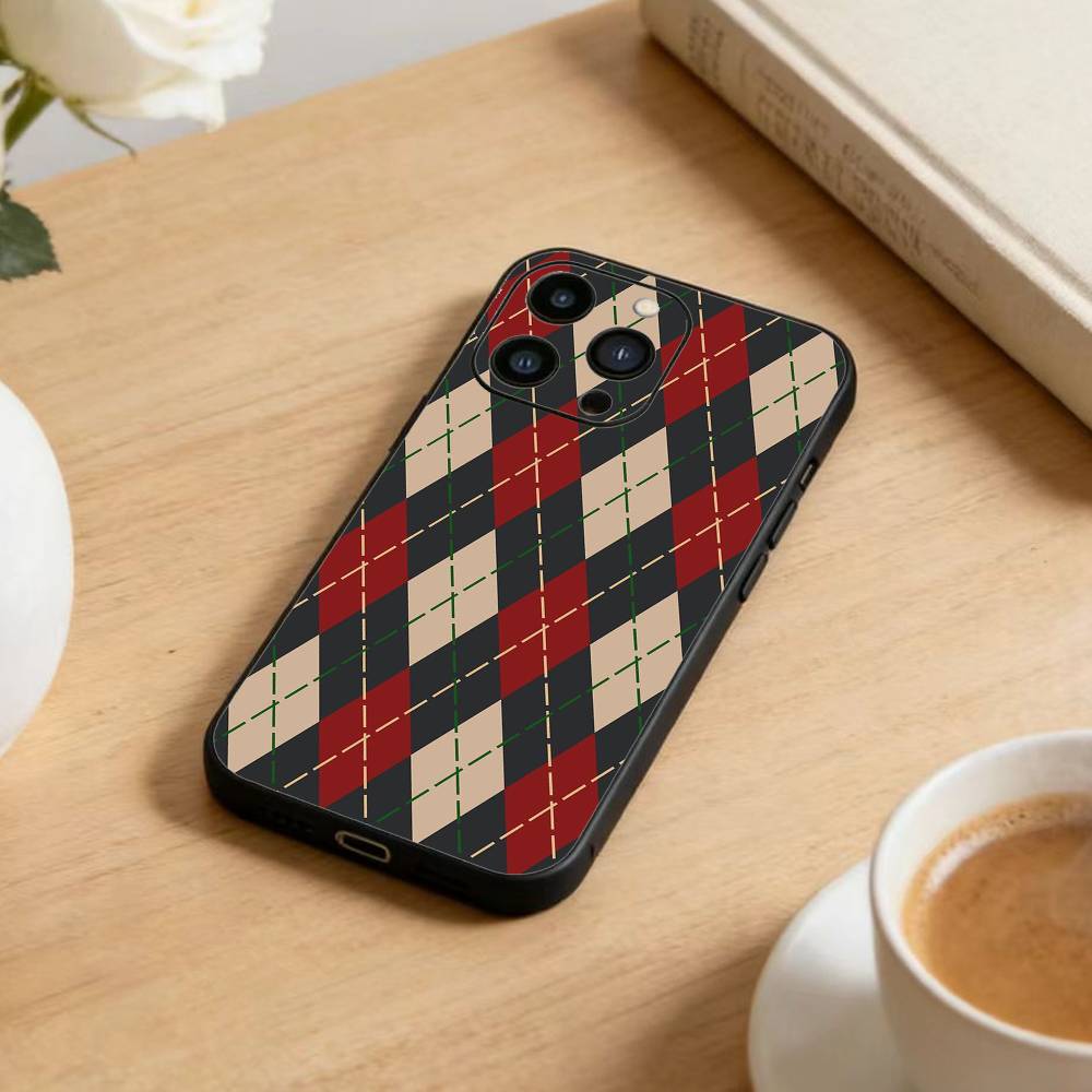Burgundy White Stripe  Phone Case For iPhone17,16,15,14,13,12 Plus,Max Soft Silicone Black Cover