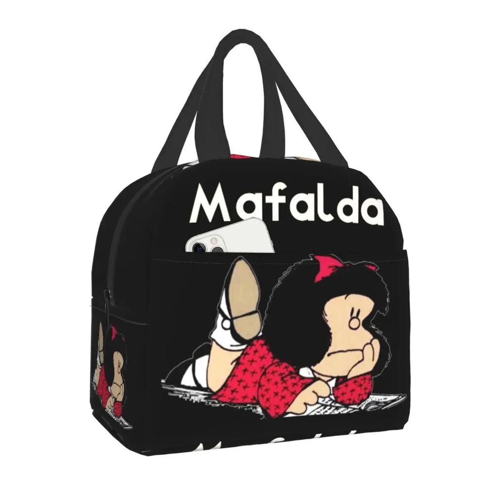 Mafalda Portable Lunch Box Quino Comic Cooler Thermal Food Insulated Lunch Bag For Women Kids School Children Multifunction Bags